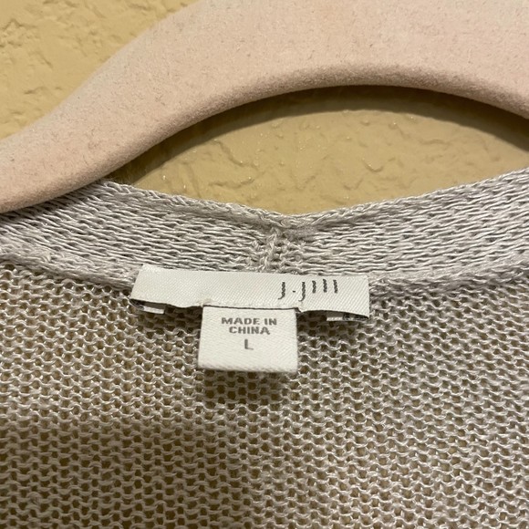 J. Jill Cardigan Sweater WomensLarge Gray Long Line Open Front Linen Coastal - Picture 5 of 6